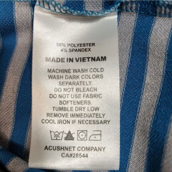 Footjoy Men’s Golf Polo Shirt Size L Knit Blue Gay Sriped  Short Sleeve - Picture 13 of 13